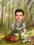 Дигитална карикатура-шарж подарък за ловец, рибар, офроуд фен, природа, приклочение, снимка 1
