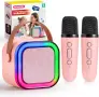 SYNCFUN Мини караоке машина с 2 безжични микрофона – Bluetooth високоговорител с LED светлини, снимка 1