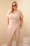 Дамски памучен гащеризон Plus Size с връзки на талията, 4цвята , снимка 7