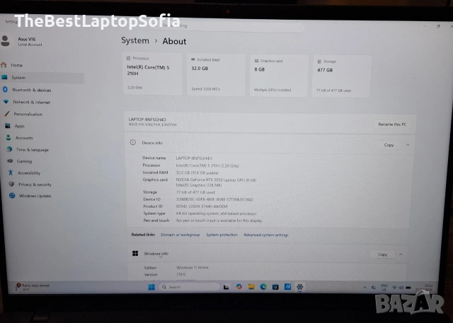 Геймърски Лаптоп ASUS V16 | Ultra 5 210H AI | 32GB RAM | 512GB SSD | RTX 5050, снимка 7 - Лаптопи за игри - 54647157