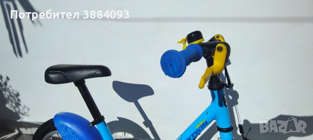 Детско колело Btwin 500 Ocean, 14", синьо, с помощни колела – 3-5 години, снимка 4 - Велосипеди - 55175964