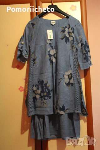 Нова памучна рокля в синьо с етикет на немска марка DW, снимка 7 - Рокли - 54127159