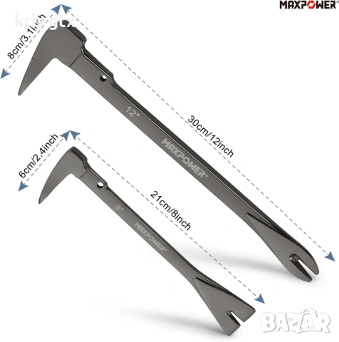 Комплект 2бр лостове за вадене на пирони MAXPOWER, лост с длето и стъргалка 8 и 12-инч щанга, снимка 3 - Други инструменти - 54714235