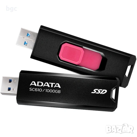 НОВ 1TB Външен SSD ADATA SC610, 1TB, USB 3.2 Gen2, Черен - 60 МЕСЕЦА ГАРАНЦИЯ