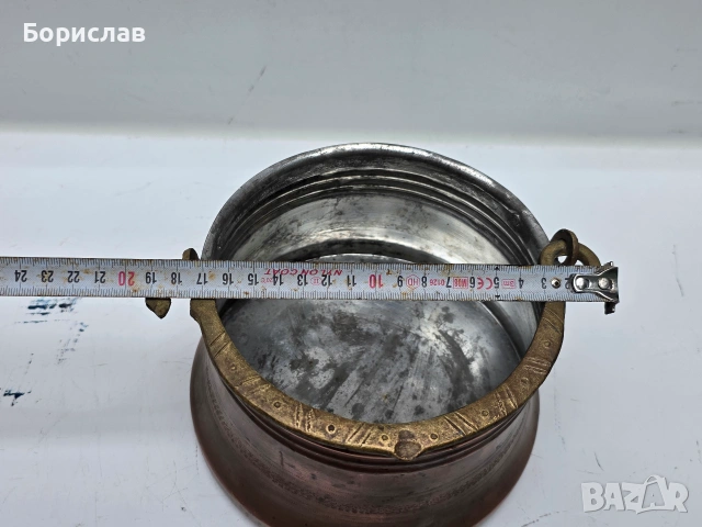 Малко, бакърено менче - котле, снимка 3 - Антикварни и старинни предмети - 55138506