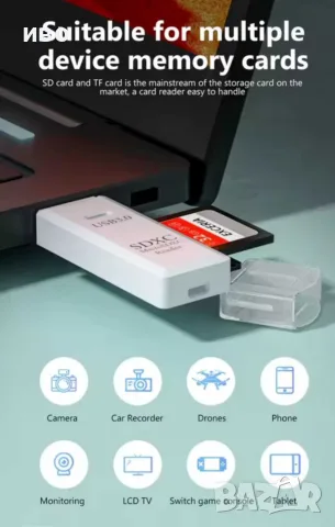 USB 3.0 Card Reader 2 In 1УНИВЕРСАЛЕН КАРДРИЙЪР
За SD и TF карти
Бърз, лесен, съвместим с всичките в, снимка 3 - Друга електроника - 55676461
