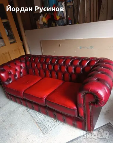 Кожени оригинални дивани chesterfield честърфийлд двойка и тройка 