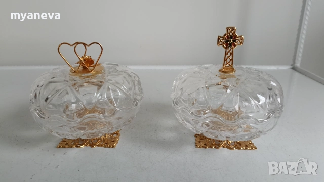 Кристални кутии за бижута и малки предмети от Killarney Crystal ,Ирландия., снимка 3 - Декорация за дома - 54402545