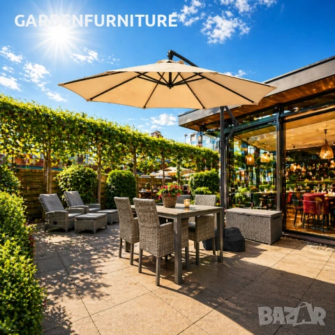 Висококачествен Регулируем 3х3М Градински Чадър с 8 ребра и UV защита