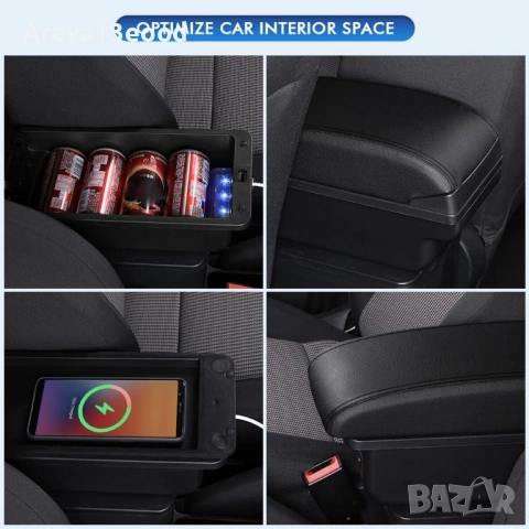 Подлакътник за Ford Focus MK3 2011-2018 с USB портове, снимка 7 - Аксесоари и консумативи - 54639892