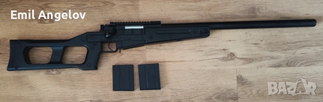 Продава се Airsoft реплика снайпер Swiss Arms SAS 08 Spring - Black - Cybergun/Well