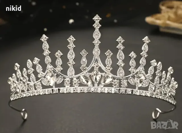 Тиара Корона диадема фини връхчета Дамска Детска метална с камъчета