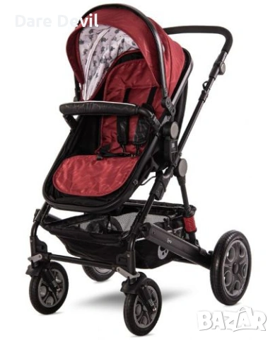 Бебешка количка Lorelli Lora Set, Luxe Red Elephants, снимка 3 - Детски колички - 54438200