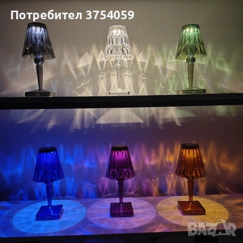 Конусовидна декоративна настолна лампа с usb кабел и дистанционно - тип кристална лампа., снимка 12 - Настолни лампи - 55201127
