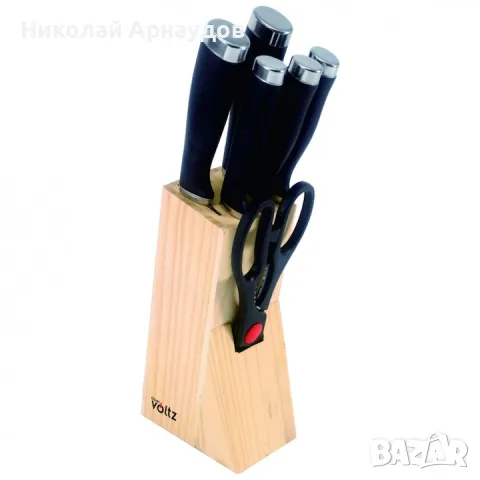 Комплект ножове Oliver Voltz OV51633LW, 7 части, Дървена поставка за съхранение, 
