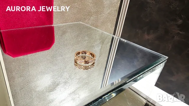 CARTIER Love Band Rose Gold Paved Diamonds Small Model Унисекс Пръстен, снимка 6 - Пръстени - 52843805