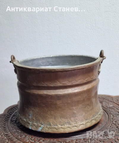 Старо автентично медно менче, снимка 3 - Антикварни и старинни предмети - 54093154