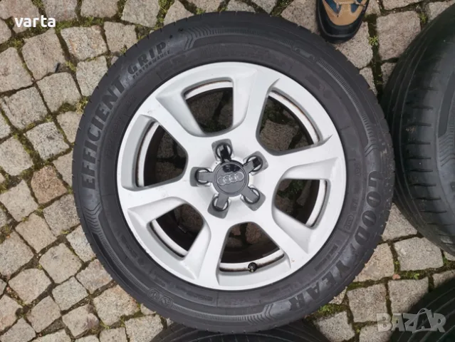 4бр ОРИГИНАЛНИ НЕМСКИ ЛЕТИ Audi джанти 5Х112, 16" с гуми GOODYEAR EFFICIENT GRIP 225/55/16, снимка 4 - Гуми и джанти - 55339083
