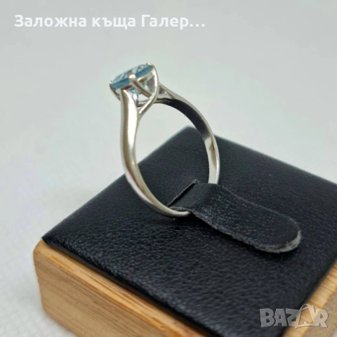 Стилен златен пръстен с фианит, бяло злато – 585, 2,04г, снимка 6 - Пръстени - 54215395