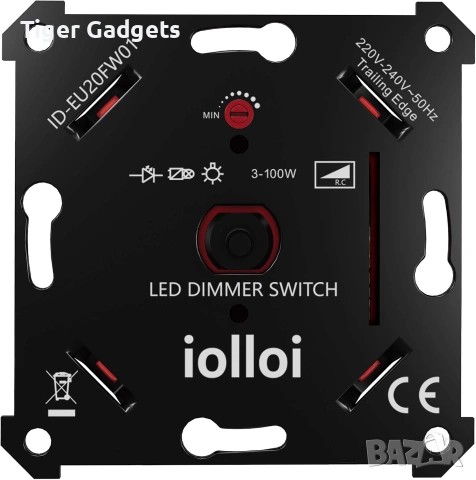 Вграден LED Димер iolloi  3-100W – Ротационен ключ за регулиране на осветление