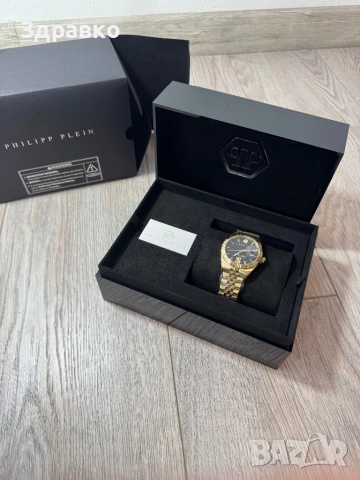 Оригинален мъжки часовник Philipp Plein – златист, закупен от Farfetch, снимка 4 - Мъжки - 54077284