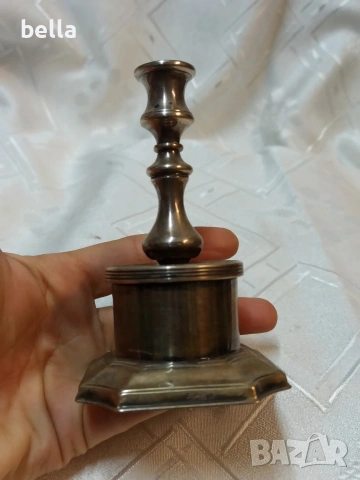 Стилен стар посребрен свещник E.P C.A,, снимка 6 - Антикварни и старинни предмети - 54239343