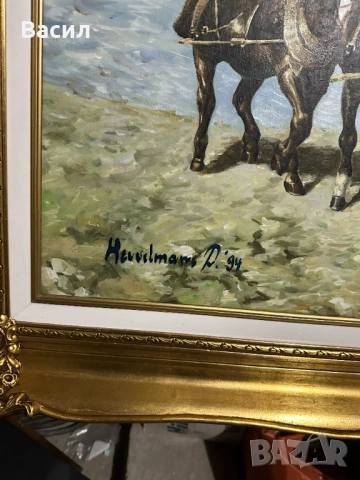 Огромна Картина масло, снимка 2 - Антикварни и старинни предмети - 54230236