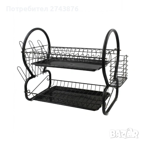 Image СУШИЛКА ЗА СЪДОВЕ МЕТАЛ EK-6032, 2 реда, Тавички за оттичане, Органайзер за приборимасова купа, снимка 2 - Други - 35547599