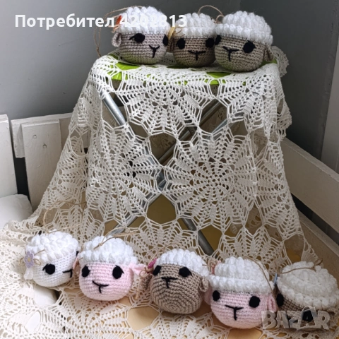 Ръчна изработка . Агънца , плетени на една кука , снимка 13 - Декорация за дома - 53989466