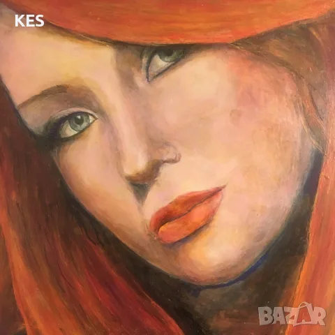 Червенокосата с барета, снимка 2 - Картини - 55407741
