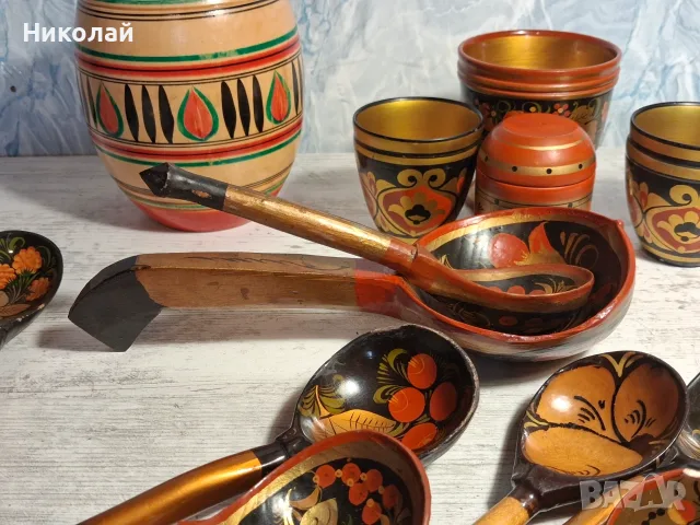 Лот Хохлома Стари Руски Сувенири, снимка 10 - Антикварни и старинни предмети - 55322349