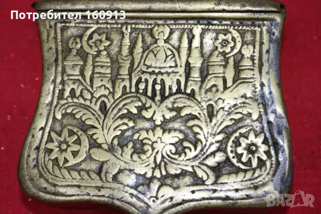Старинна бронзова барутница, паласка, фишеклък, кутия. *1, снимка 2 - Антикварни и старинни предмети - 55422179