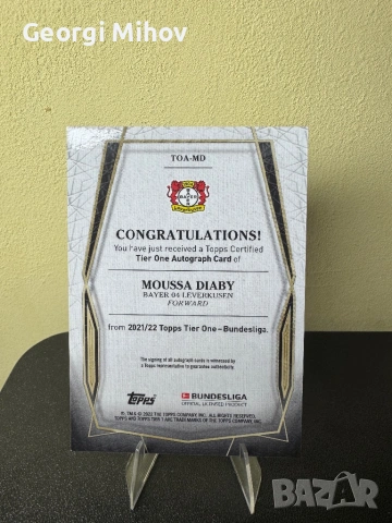 Moussa Diaby Auto /50 Topps Tier One Bundesliga, снимка 2 - Колекции - 53994799