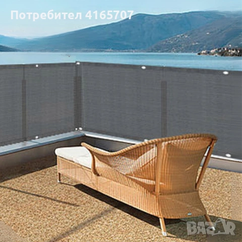 Покривало за балкон и тераса, 1.2х5 м, HDPE 180 г/м², 95% UV защита, Тъмно сиво