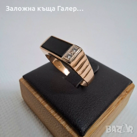 Мъжки златен пръстен с фианити, 3,12г – стил и сила, снимка 2 - Пръстени - 54216652