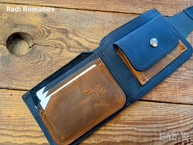 Ръчно изработен мъжки кожен портфейл , снимка 2 - Портфейли, портмонета - 54137886