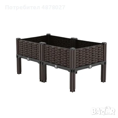 Повдигната градинска саксия за цветя, билки и зеленчуци 80x40x38 см – Модулен дизайн с ратан ефект, снимка 10 - Декорация за дома - 55604447