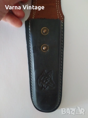 Калъф за сгъваем нож ножка, изработен от дебела естествена кожа, снимка 4 - Ножове - 54132699