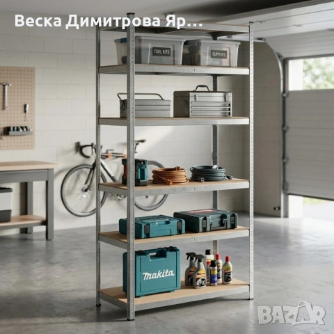 Професионален метален стелаж HÖGLER 222x110x50 см – 6 Рафта, до 1050 кг, регулируема височина, снимка 2 - Други - 54619422