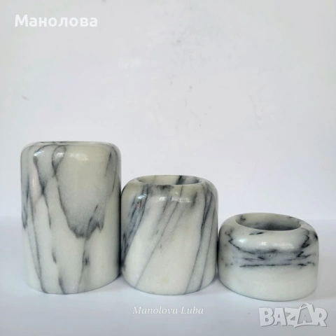 Комплект от три мраморни свещника (за чаени свещи)., снимка 3 - Други ценни предмети - 54546440