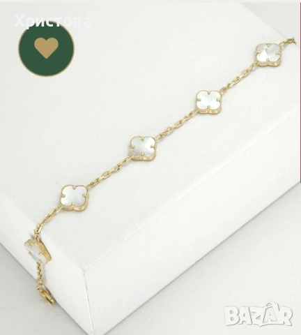 Златна гривна Van Cleef 14к.,6,6гр, снимка 6 - Гривни - 54866689