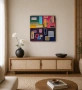 Модерна абстрактна картина 40х40 | лъчна изработка|релеф, смола, акрил | комплект 4 части, снимка 1