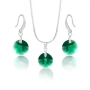 Комплект бижута Сваровски Emerald – колие и обеци със зелени кристали, снимка 1