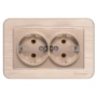 Двоен електрически контакт DeTech DE-9223-52 с рамка, Шуко, 16A, 250V, IP20, за вграждане, златист, снимка 2
