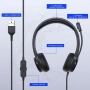 USB Слушалки с микрофон CM7006 – Noise Cancelling, за PC, Zoom, Teams, Skype и Call Center, снимка 2