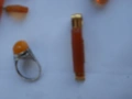 Сребърни кехлибар обеци с камъни пръстен сребро изумруди, снимка 6