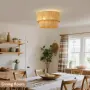 Бохо лампа - полилей за таван с естествено рафия въже и 3 гнезда E27 за LED крушки, бохо стил, снимка 5