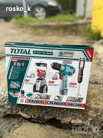 Комплект акумулаторен винтоверт TOTAL, 16 V, 2 x 2Ah + блендер + пасатор