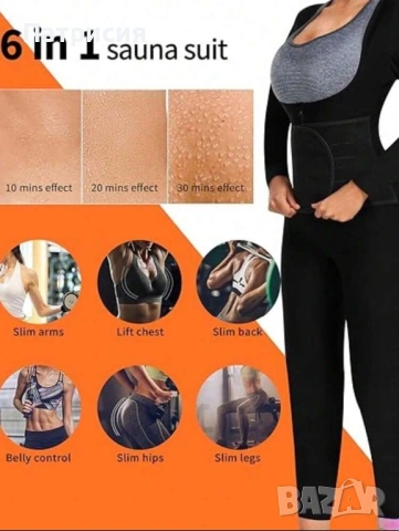 Чисто нов оформящ неопренов термо клин гащеризон с яке за бързо потене и горене на мазнини, размер L, снимка 2 - Спортни екипи - 54196620