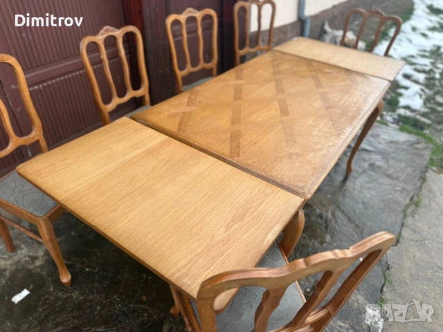 Разтегателна трапезна маса + 6 стола